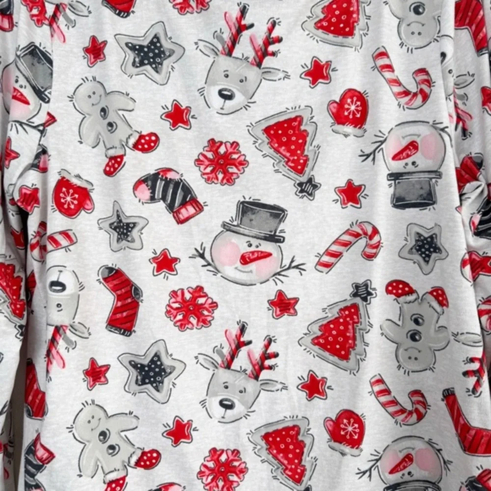 Secret‎ Treasures Christmas tree reindeer snowman pj set pajamas M